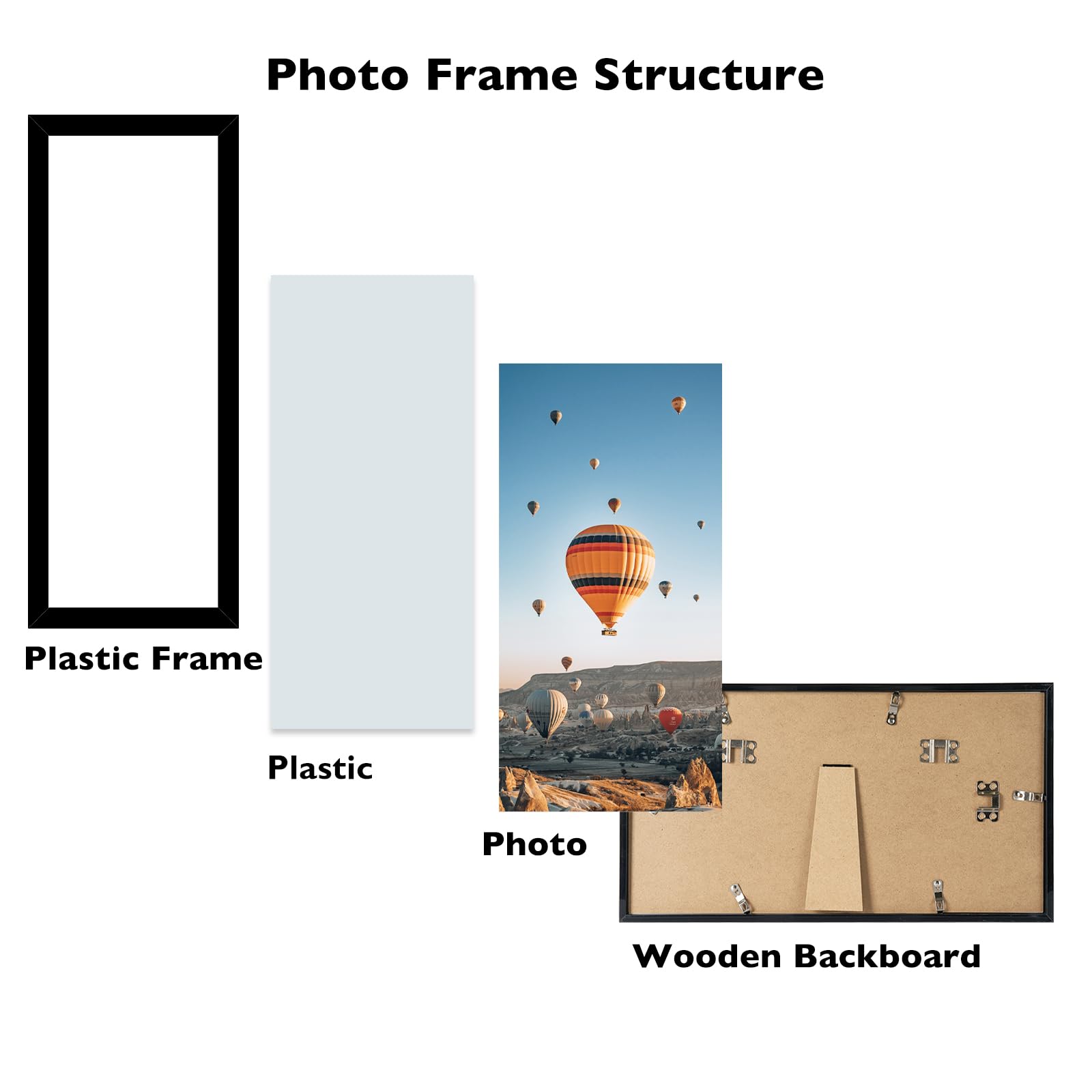 JCJMY 4x12 Picture Frame Black for Wall Hanging or Tabletop, Wall Mounting Horizontally or Vertically, 4 x 12 Wall Gallery Poste